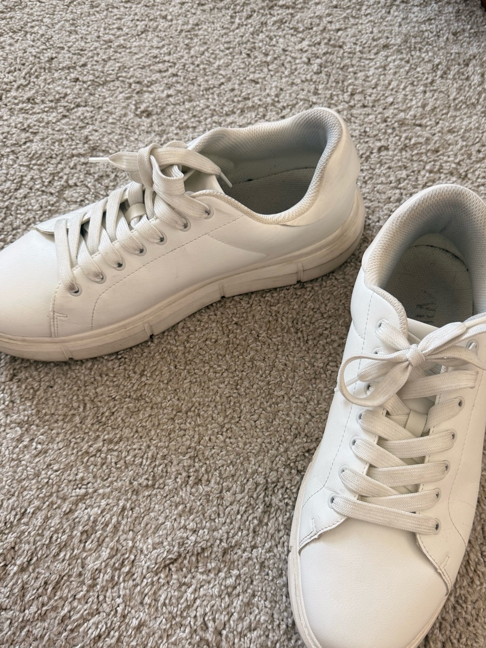Zara White Low-Top Lace-Up Sneakers